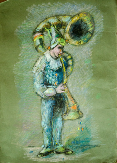 Clown playing on brass