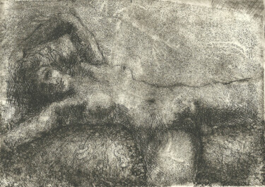 Lying nude - etching